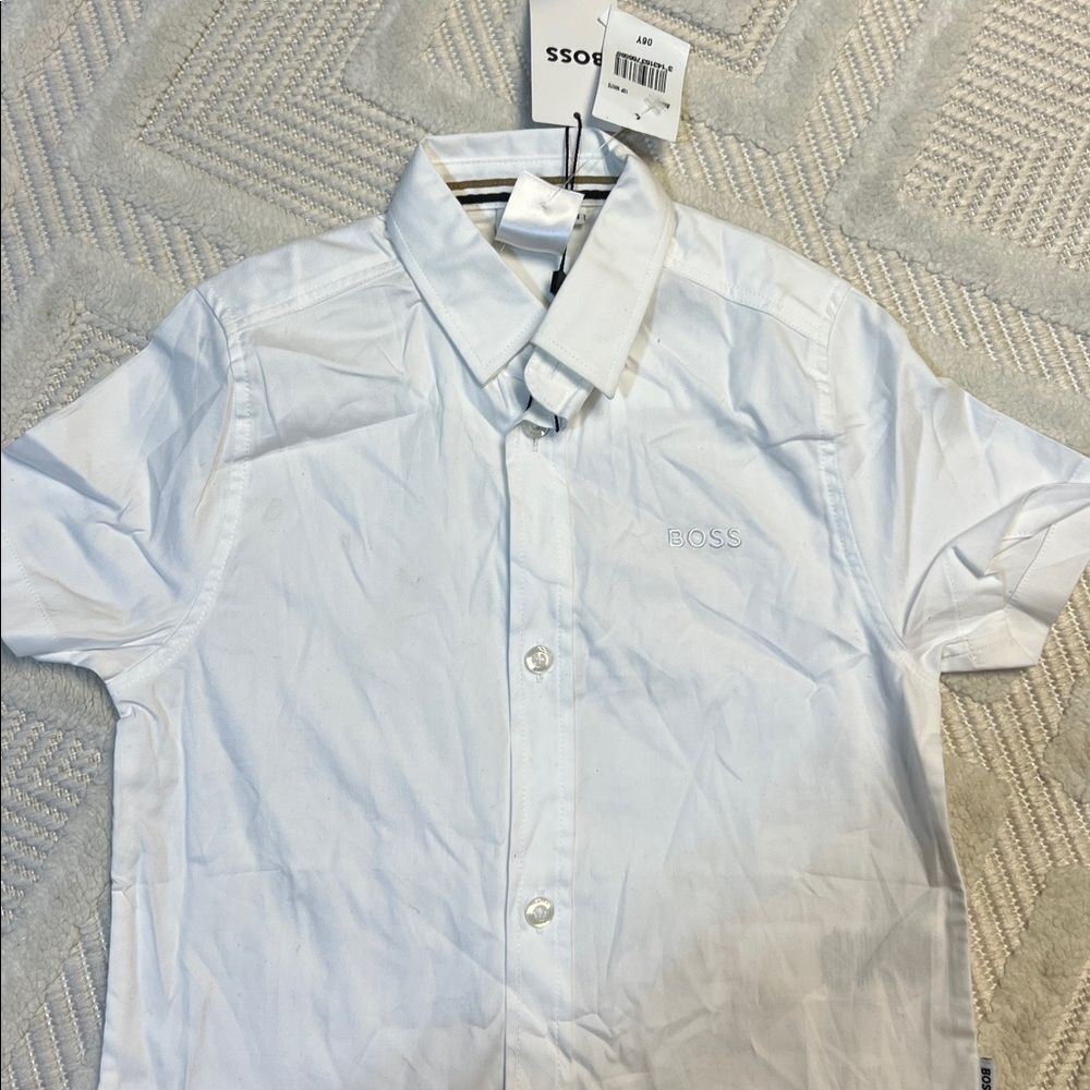 BOSS - Cotton Oxford Embroidered Logo Regular Fit Dress Shirt - Picture 3 of 7